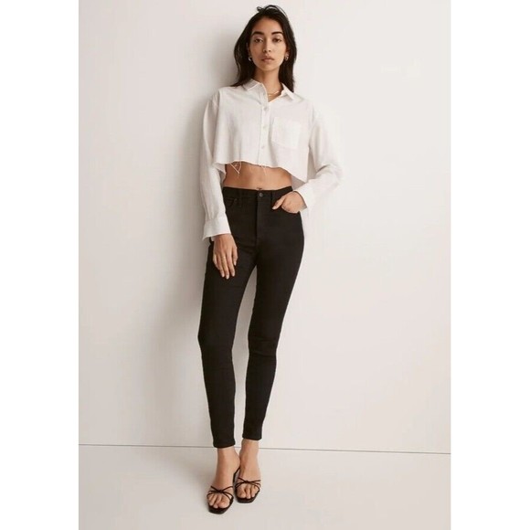 Madewell Denim - Madewell Womens Size 31 10" High Rise Skinny Jeans Black Denim Pants Stretch